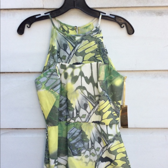 New Anilee green silk A line watercolor dress 0 - Picture 2 of 6